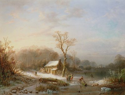 Skating scene, 19th century by Henri Cleenewerck